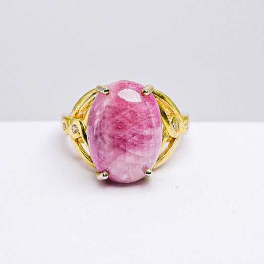 แหวนเงินแท้ 925 ฝังพลอย ทับทิม (Ruby) + ไวท์โทพาส (whitetopaz)