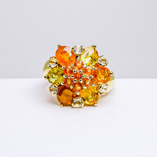 แหวนเงินแท้ 925 ฝังพลอย บุษราคัม(Yellow Sapphire)+แซฟไฟร์(Sapphire)+ไวท์โทพาส(whitetopaz)