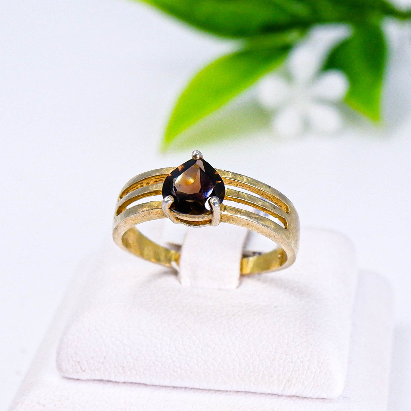 แหวนเงินแท้ 925 ฝังพลอย สโมคกี้ควอตซ (Smoky Quartz)