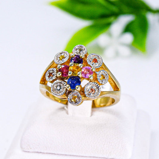 แหวนเงินแท้ 925 ฝังพลอย แฟนซีแซฟไฟร์ (Fancy Sapphire)