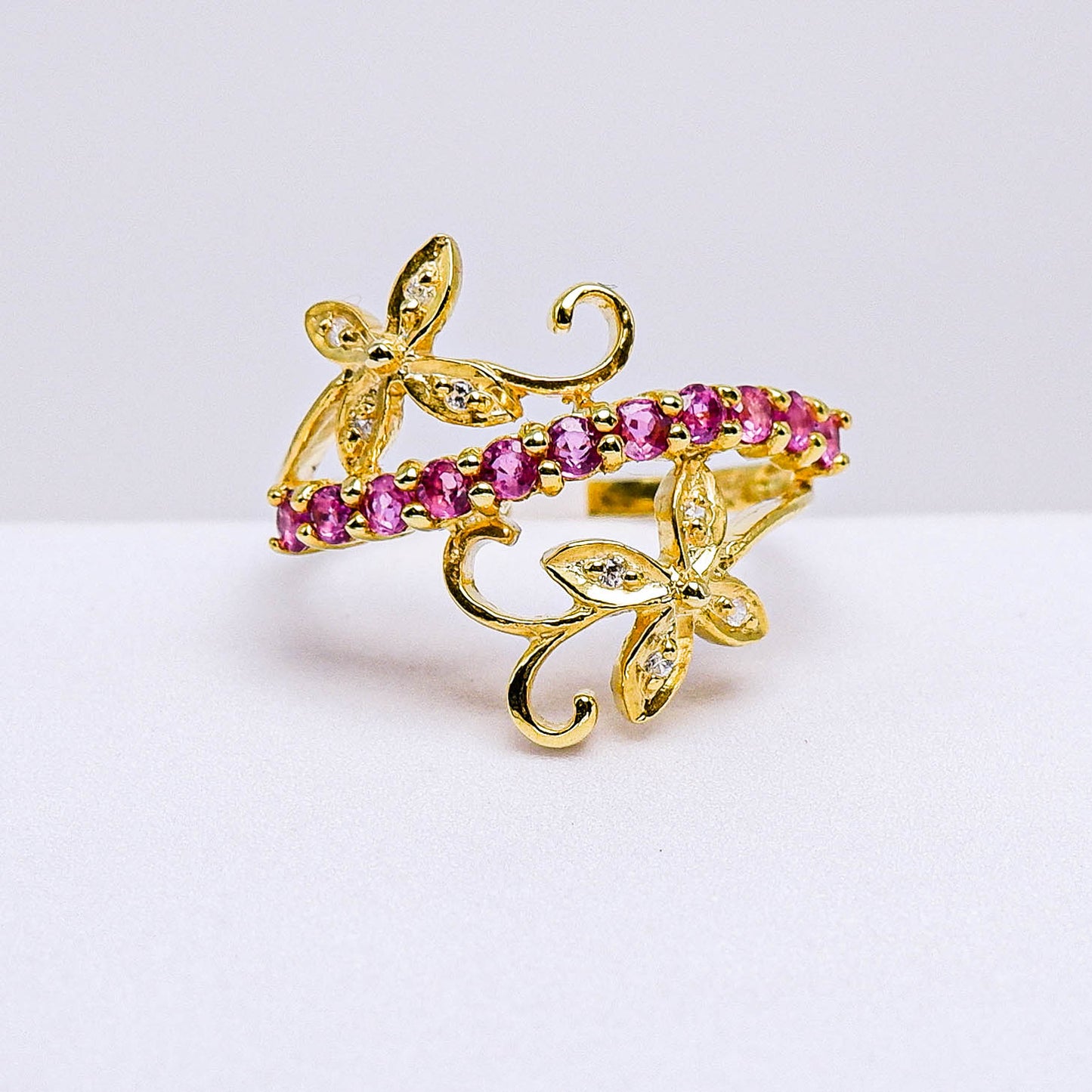 แหวนเงินแท้ 925 ฝังพลอย ทับทิม (Ruby) + เซอร์คอน (Zircon)