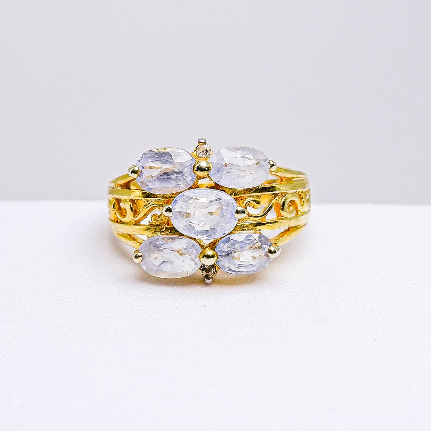 แหวนเงินแท้ 925 ฝังพลอย แซฟไฟร์ศรีลังกา (Ceylon Sapphire) + เซอร์คอน (Zircon)