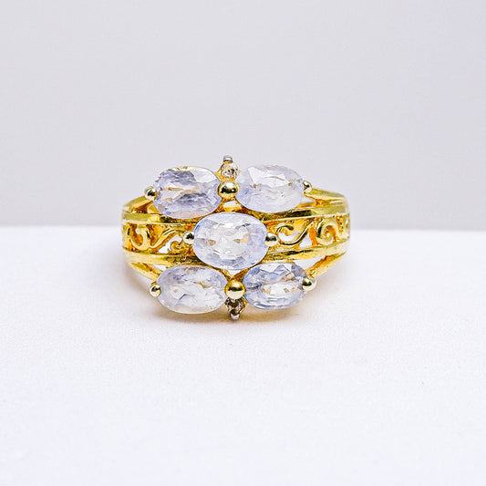 แหวนเงินแท้ 925 ฝังพลอย แซฟไฟร์ศรีลังกา (Ceylon Sapphire) + เซอร์คอน (Zircon)