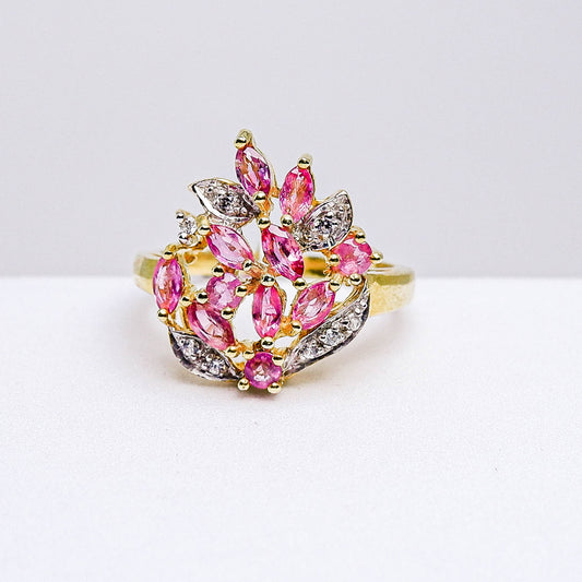 แหวนเงินแท้ 925 ฝังพลอย ทับทิมไทย (Siam Ruby) + เซอร์คอน (Zircon)