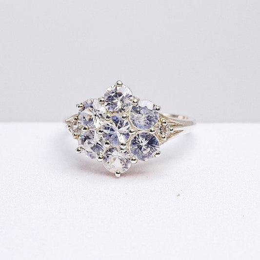 แหวนเงินแท้ 925 ฝังพลอย เพทายขาว (White Zircon) + เซอร์คอน (Zircon)
