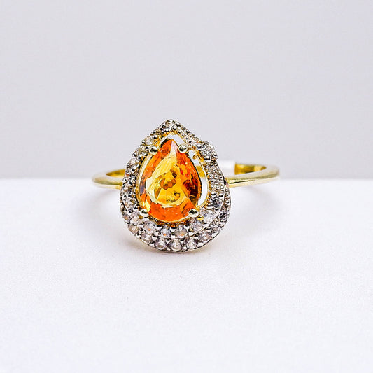 แหวนเงินแท้ 925 ฝังพลอย บุษราคัมบางกะจะ (Yellow Sapphire) + เซอร์คอน (Zircon)