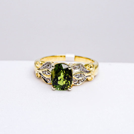 แหวนเงินแท้ 925 ฝังพลอย ทัวร์มาลีน(Tourmaline) + ไวท์โทพาส(whitetopaz)