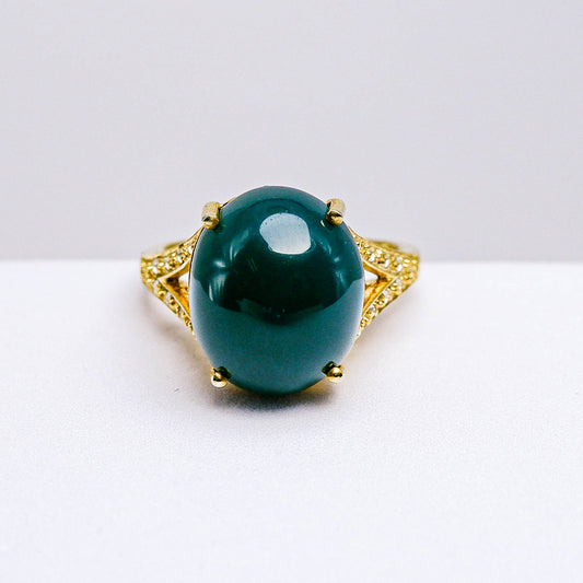 แหวนเงินแท้ 925 ฝังพลอย โมรา (Agate) + ไวท์โทพาส (whitetopaz)