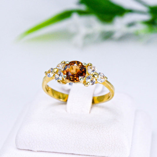 แหวนเงินแท้ 925 ฝังพลอย เพทายดิบ (Natural Zircon Unheated) + เซอร์คอน (Zircon)