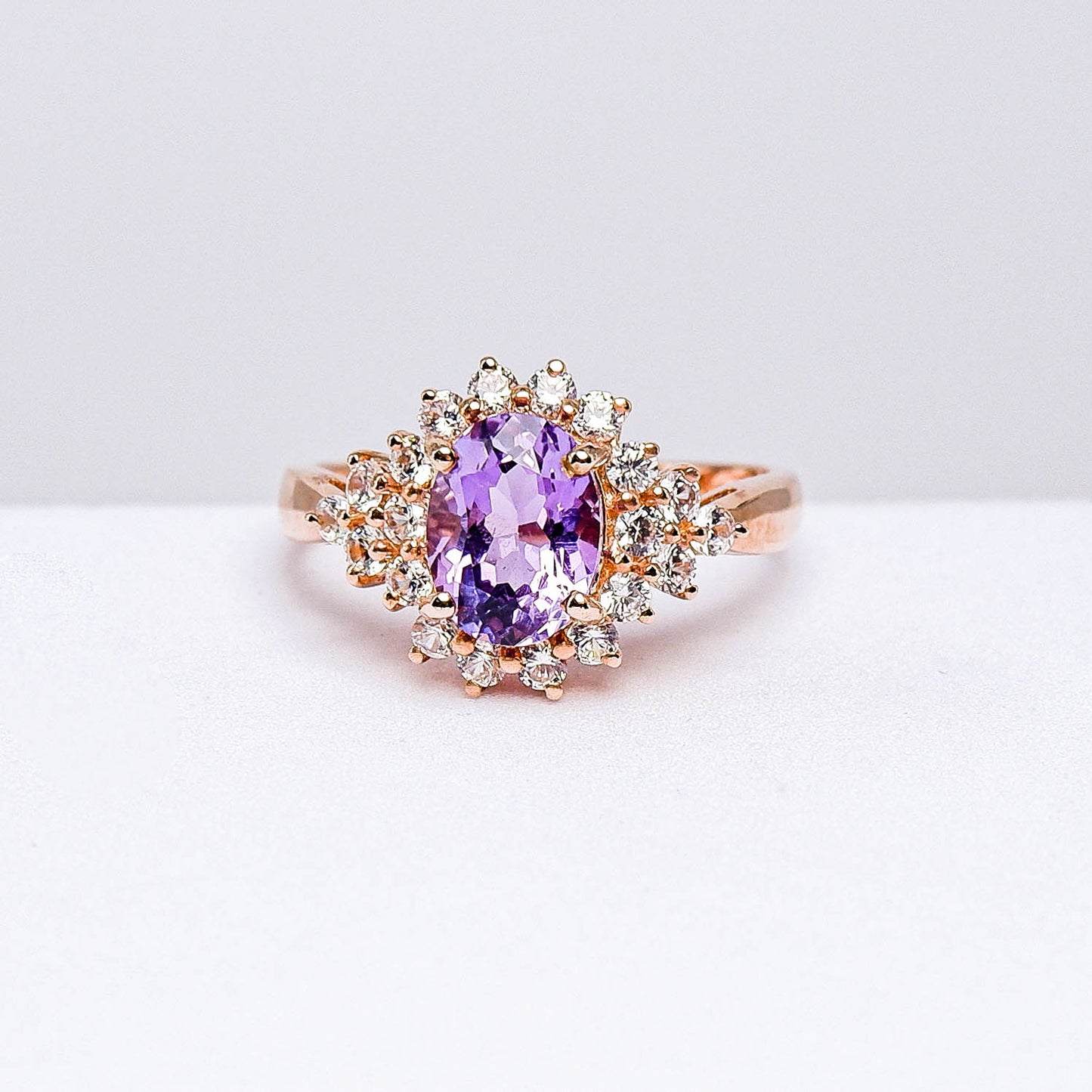 แหวนเงินแท้ 925 ฝังพลอย อเมทิสต์ (Amethyst) + เซอร์คอน (Zircon)