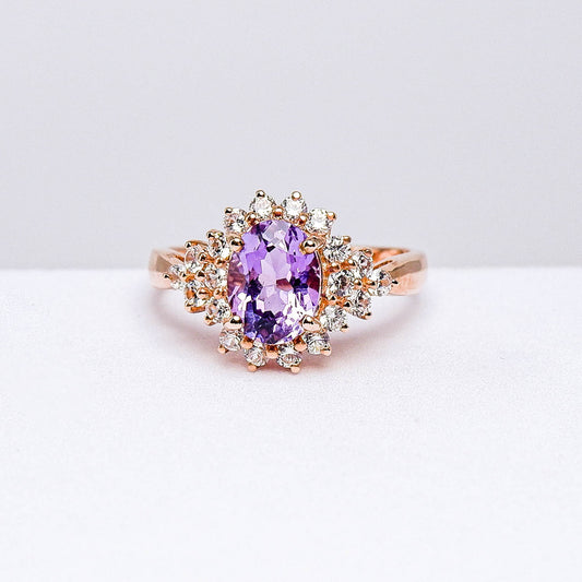 แหวนเงินแท้ 925 ฝังพลอย อเมทิสต์ (Amethyst) + เซอร์คอน (Zircon)