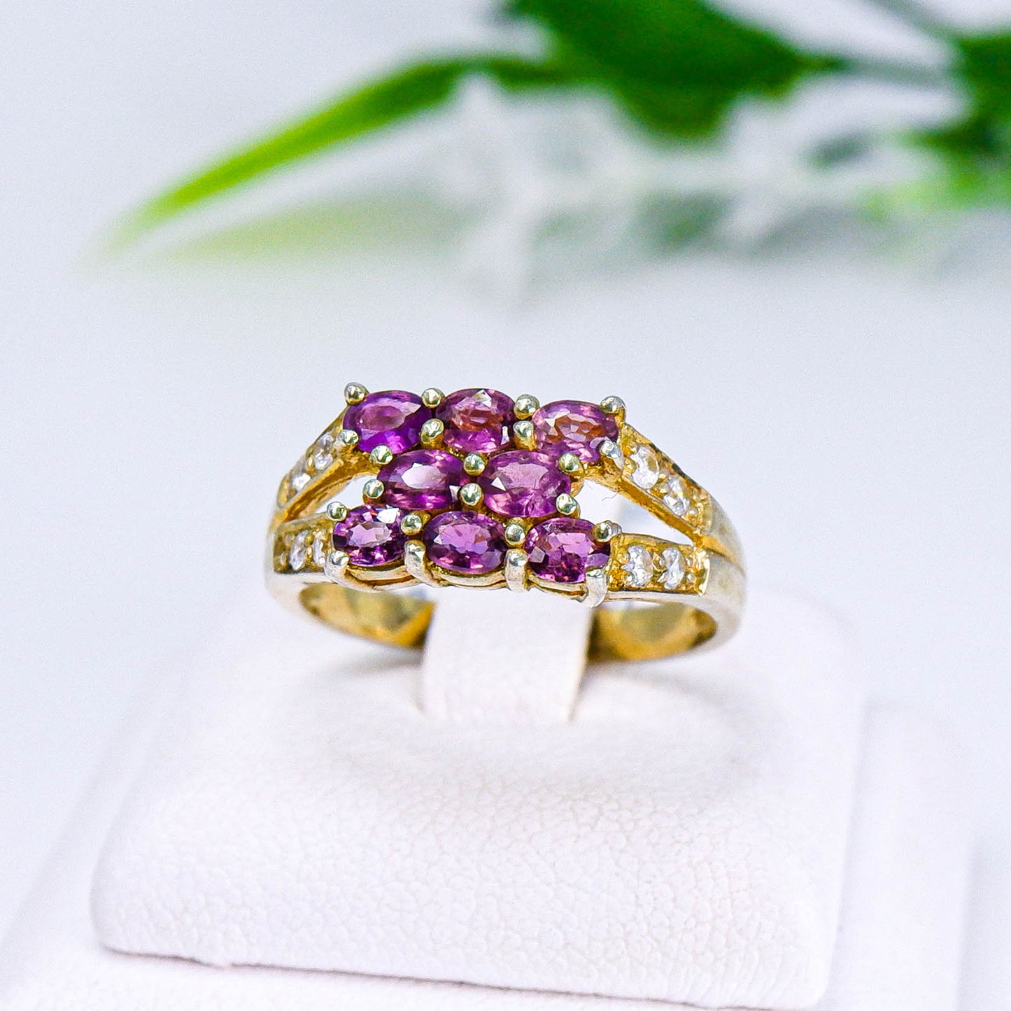 แหวนเงินแท้ 925 ฝังพลอย แฟนซีพลอยไทย (Fancy Sapphire) + เซอร์คอน (Zircon)