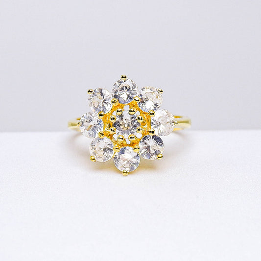 แหวนเงินแท้ 925 ฝังพลอย เพทายขาว (White Zircon)