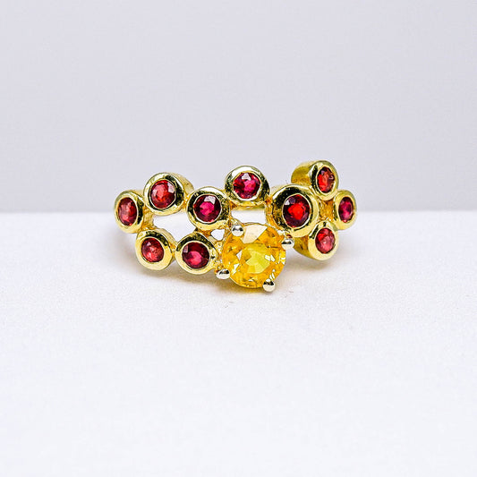 แหวนเงินแท้ 925 ฝังพลอย บุษราคัม (Yellow Sapphire) + แซฟไฟร์ (Sapphire)