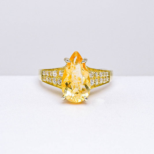 แหวนเงินแท้ 925 ฝังพลอย ไฟร์โอปอล (Fire Opal) + เซอร์คอน (Zircon)