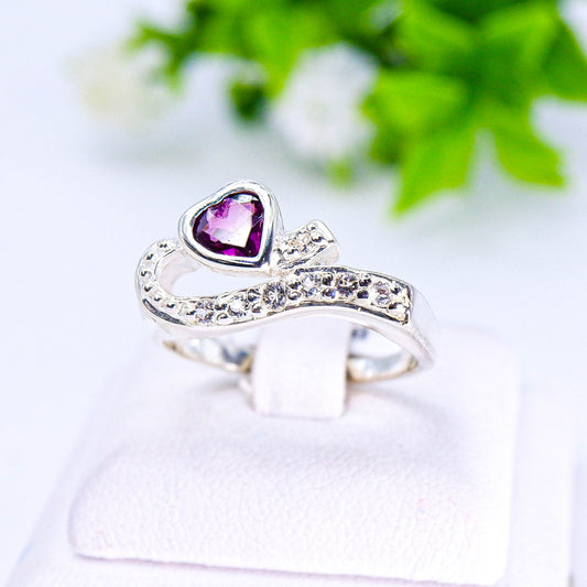 แหวนเงินแท้ 925 ฝังพลอย โรโดไลท์ (Rhodolite) + ไวท์โทพาส (whitetopaz)