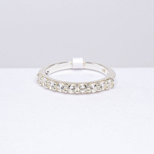 แหวนเงินแท้ 925 ฝังพลอย ไวท์เซอร์คอน (White Zircon)