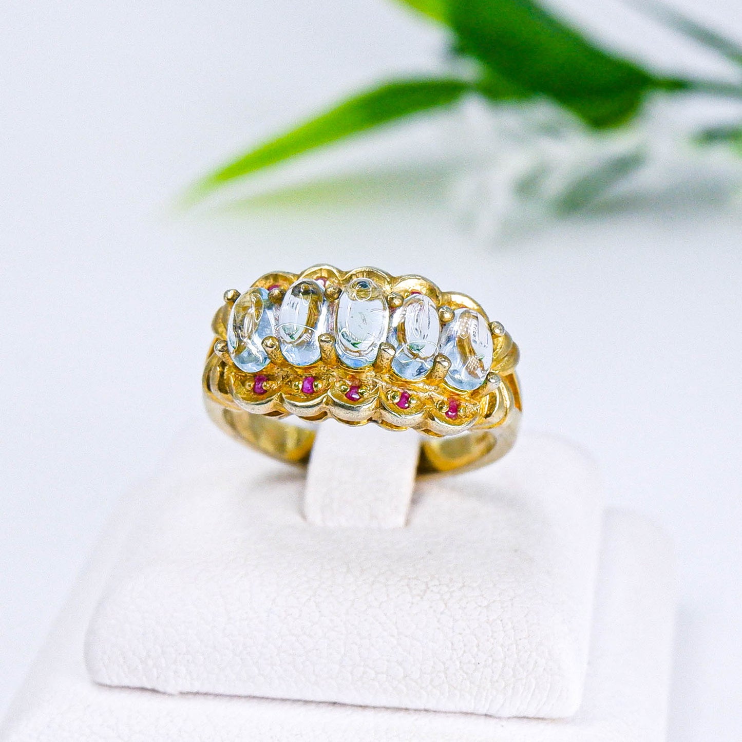 แหวนเงินแท้ 925 ฝังพลอย บลูโทพาส (Blue Topaz) + พิงค์แซฟไฟร์ (Pink Sapphire)