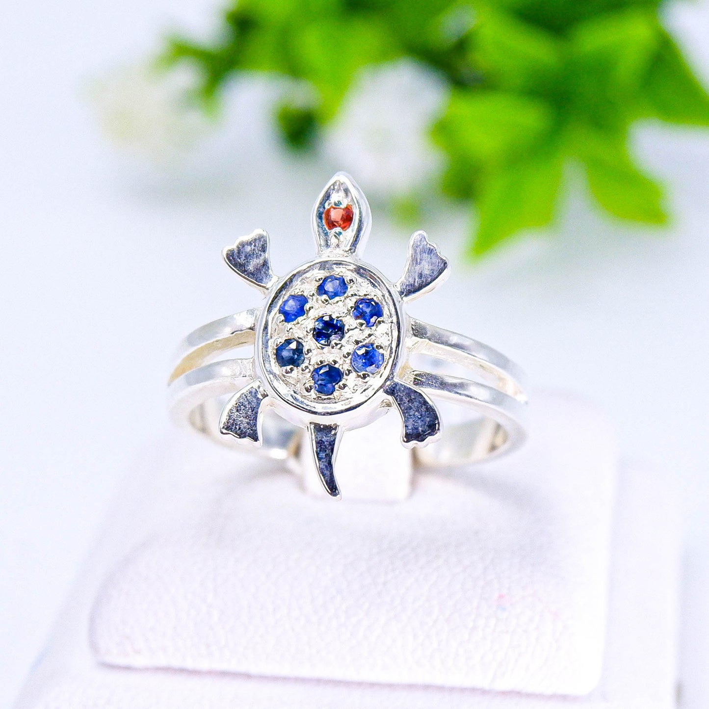 แหวนเงินแท้ 925 ฝังพลอย ไพลิน (Blue Sapphire) + ออเรนจ์แซฟไฟร์ (Orange Sapphire)