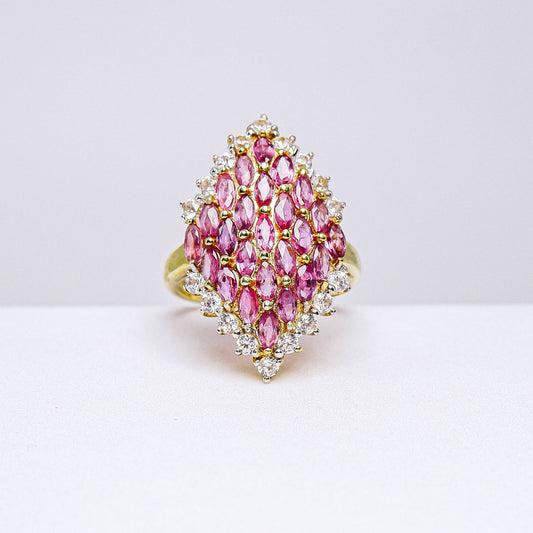 แหวนเงินแท้ 925 ฝังพลอย ทับทิมไทย (Siam Ruby) + เซอร์คอน (Zircon)