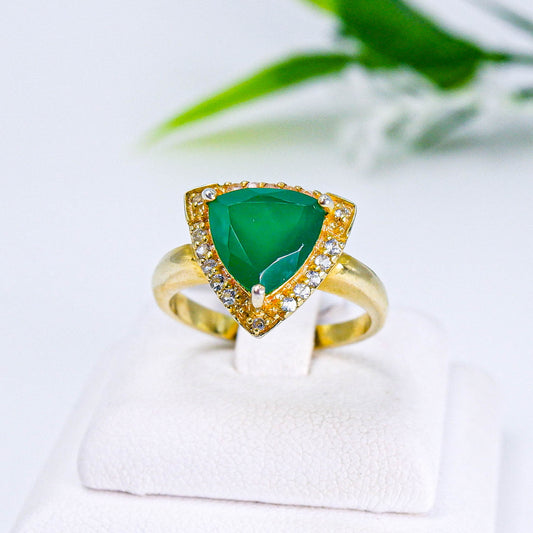 แหวนเงินแท้ 925 ฝังพลอย โมรา (Agate) + ไวท์โทพาส (whitetopaz)