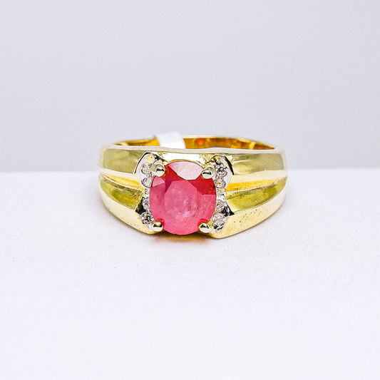 แหวนเงินแท้ 925 ฝังพลอย ทับทิมแทนซาเนีย (Tanzania Ruby) + เซอร์คอน (Zircon)