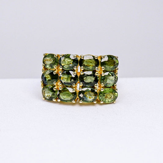แหวนเงินแท้ 925 ฝังพลอย เขียวส่อง (green Sapphire)