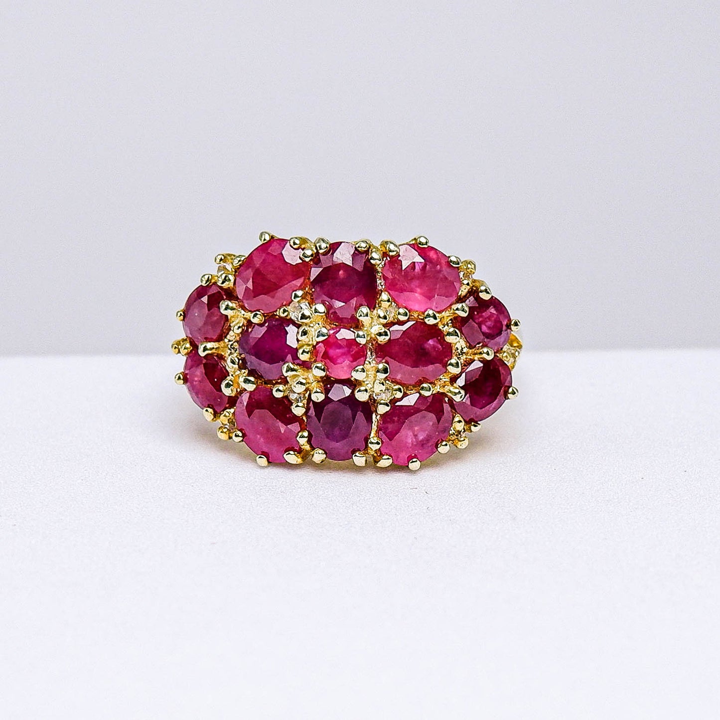 แหวนเงินแท้ 925 ฝังพลอย ทับทิมมาดา (Madagascar Ruby) + ไวท์โทพาส (whitetopaz)