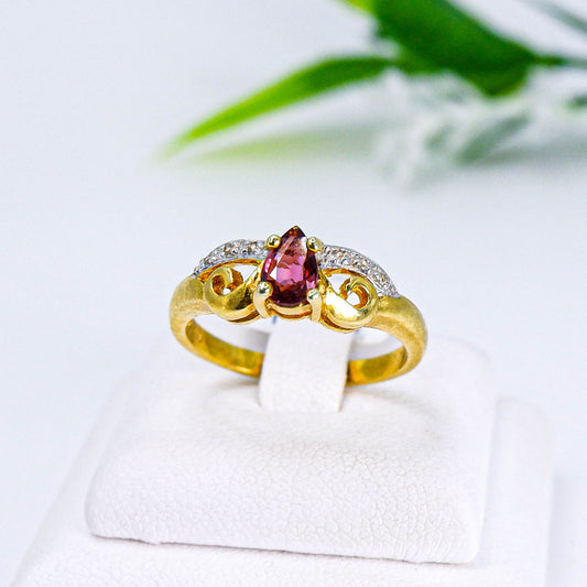 แหวนเงินแท้ 925 ฝังพลอย สปิเนล (Spinel) + ไวท์โทพาส (whitetopaz)