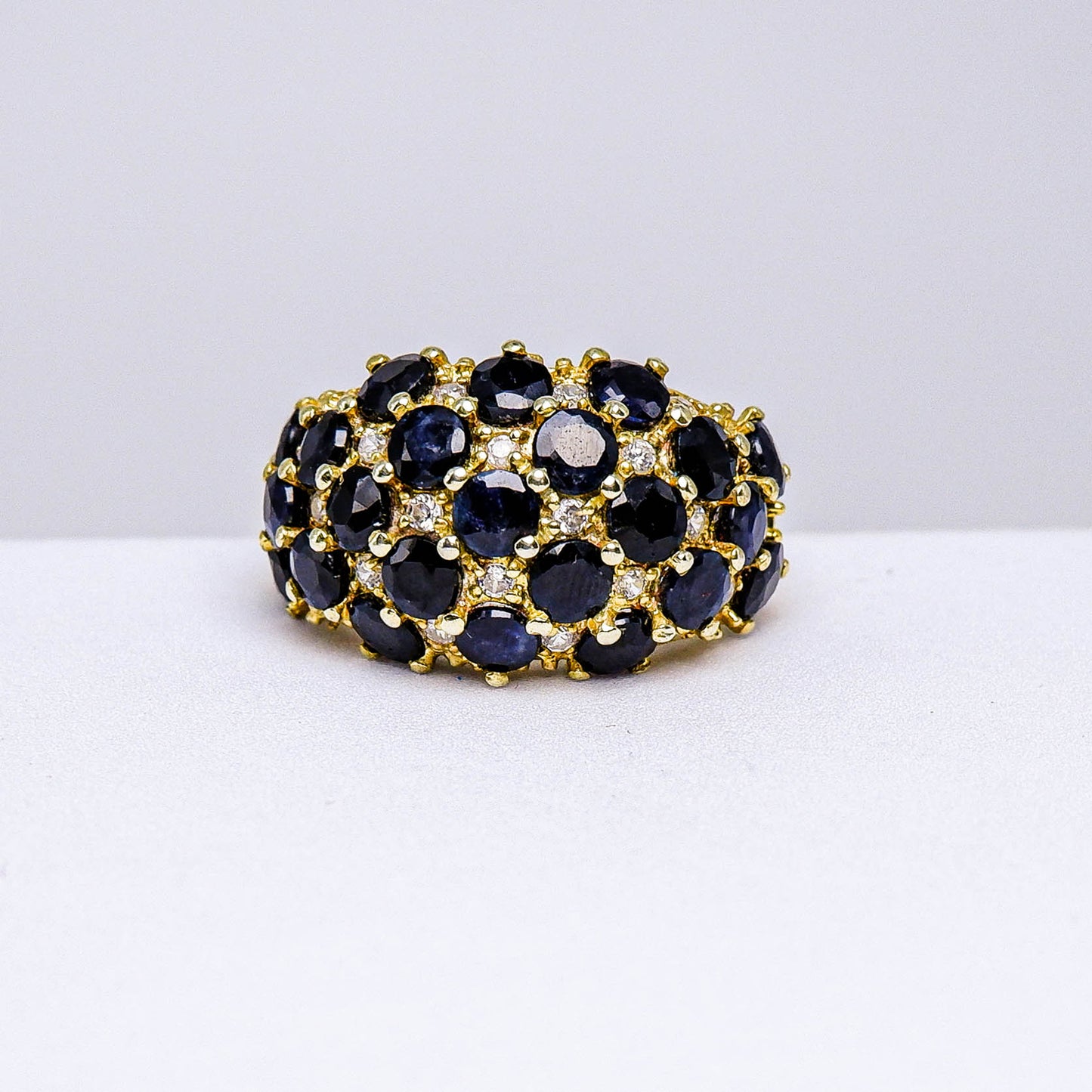 แหวนเงินแท้ 925 ฝังพลอย ไพลินกาญจน์ (Blue Sapphire) + เซอร์คอน (Zircon)