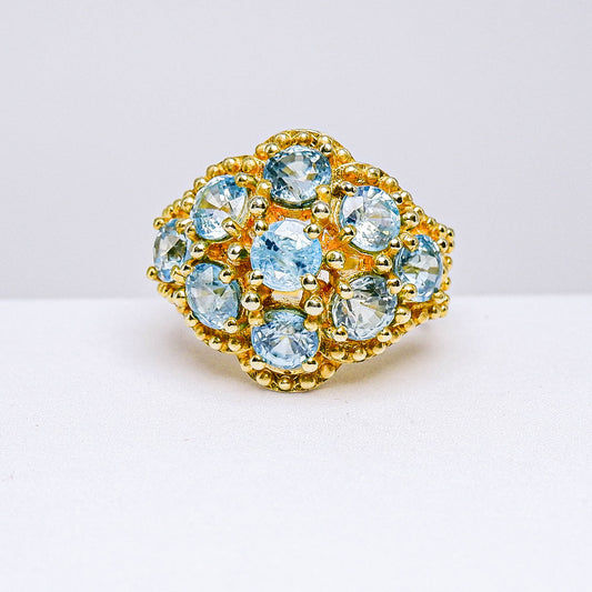 แหวนเงินแท้ 925 ฝังพลอย เพทายฟ้า (Blue Zircon)