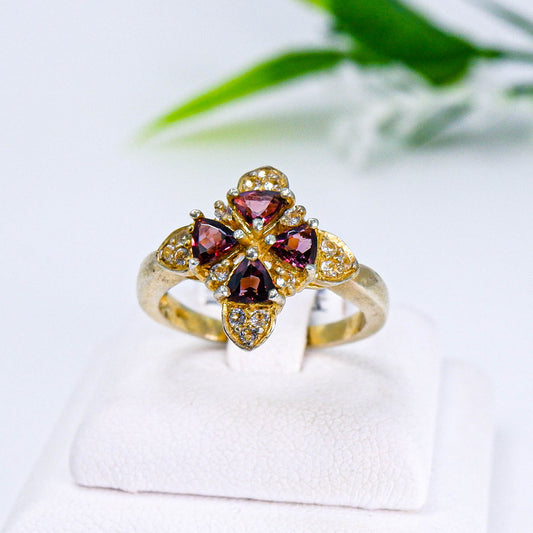 แหวนเงินแท้ 925 ฝังพลอย ทัวมาลีน (Tourmaline) + โทพาส (Topaz)