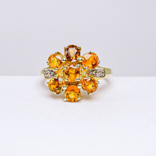 แหวนเงินแท้ 925 ฝังพลอย บุษราคัมบางกะจะ (Yellow Sapphire) + ไวท์โทพาส (whitetopaz)