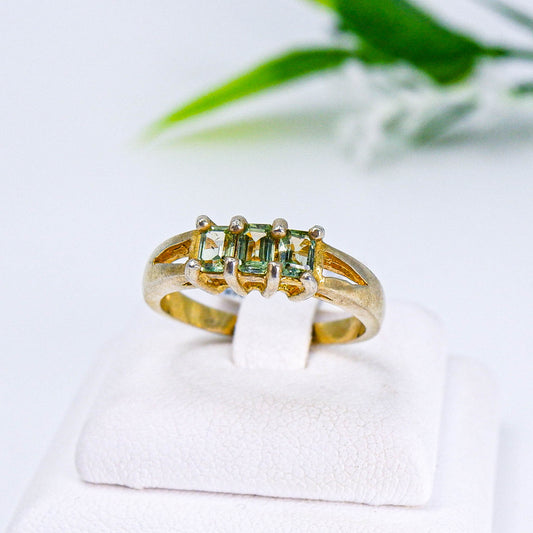 แหวนเงินแท้ 925 ฝังพลอย กรีนแซฟไฟร์ (Green Sapphire)