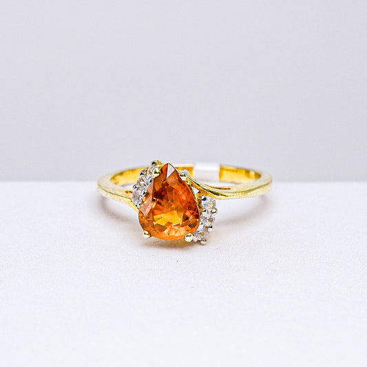 แหวนเงินแท้ 925 ฝังพลอย บุษราคัมบางกะจะ (Yellow Sapphire) + เซอร์คอน (Zircon)