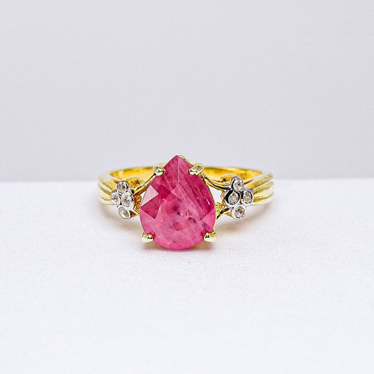 แหวนเงินแท้ 925 ฝังพลอย ทับทิมแทนซาเนีย (Tanzania Ruby) + เซอร์คอน (Zircon)