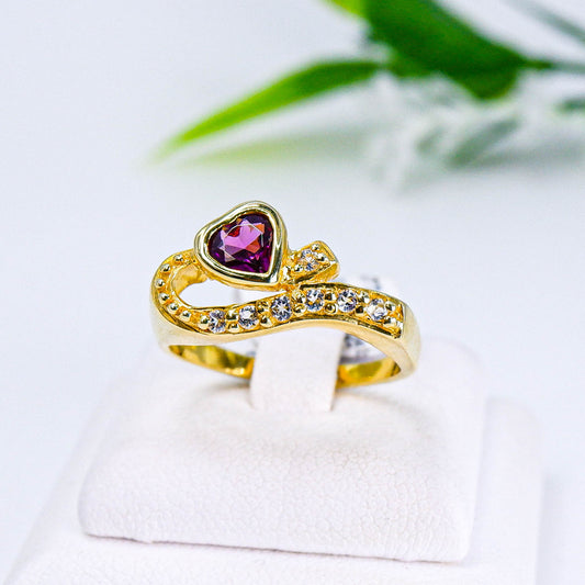 แหวนเงินแท้ 925 ฝังพลอย โรโดไลท์ (Rhodolite) + โทพาส (Topaz)