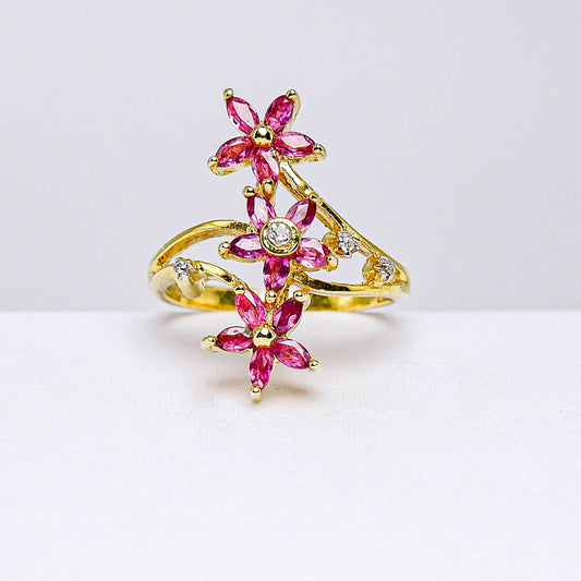 แหวนเงินแท้ 925 ฝังพลอย ทับทิมไทย (Siam Ruby) + เซอร์คอน (Zircon)