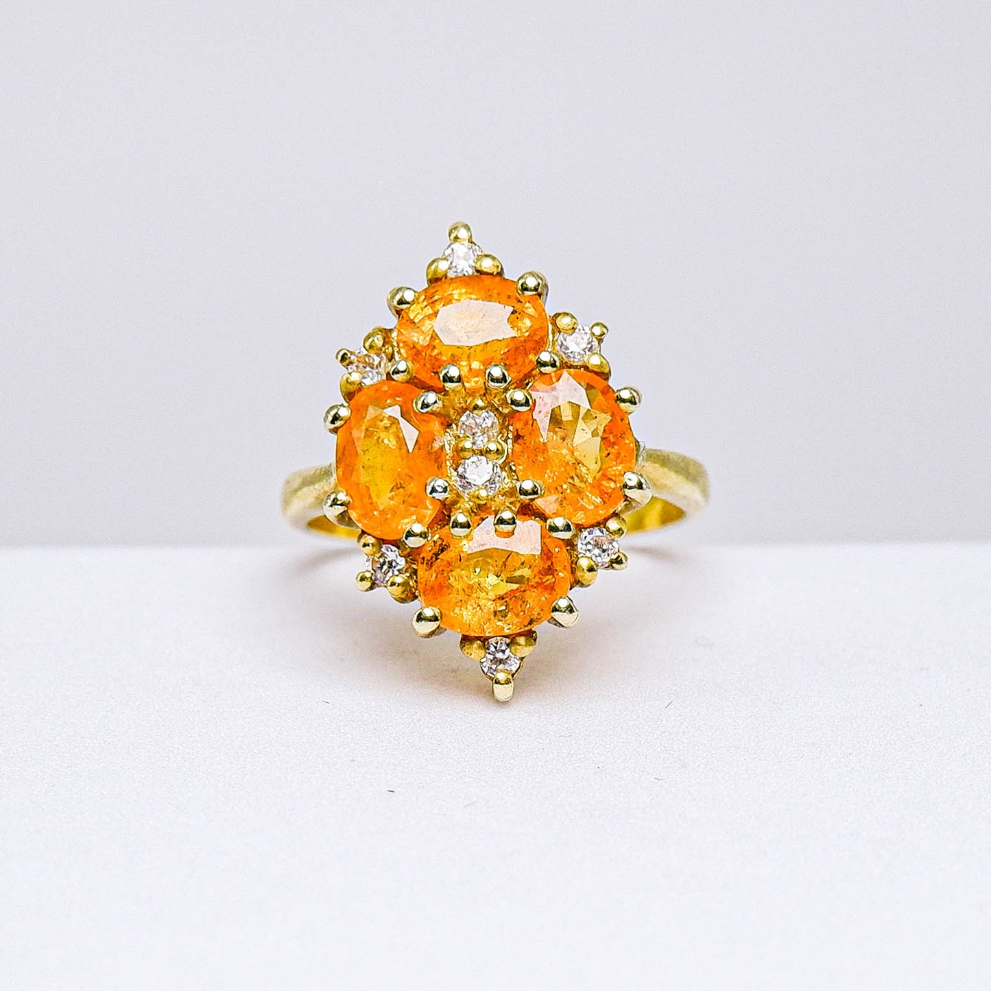 แหวนเงินแท้ 925 ฝังพลอย สเปสซาไทท์ (Spessartite Garnet) + เซอร์คอน (Zircon)