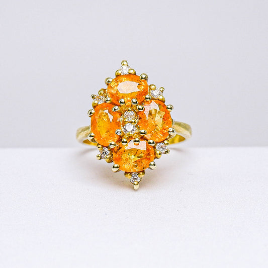 แหวนเงินแท้ 925 ฝังพลอย สเปสซาไทท์ (Spessartite Garnet) + เซอร์คอน (Zircon)