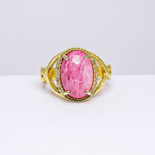 แหวนเงินแท้ 925 ฝังพลอย ทับทิมอาฟ (African Ruby) + ไวท์โทพาส (whitetopaz)
