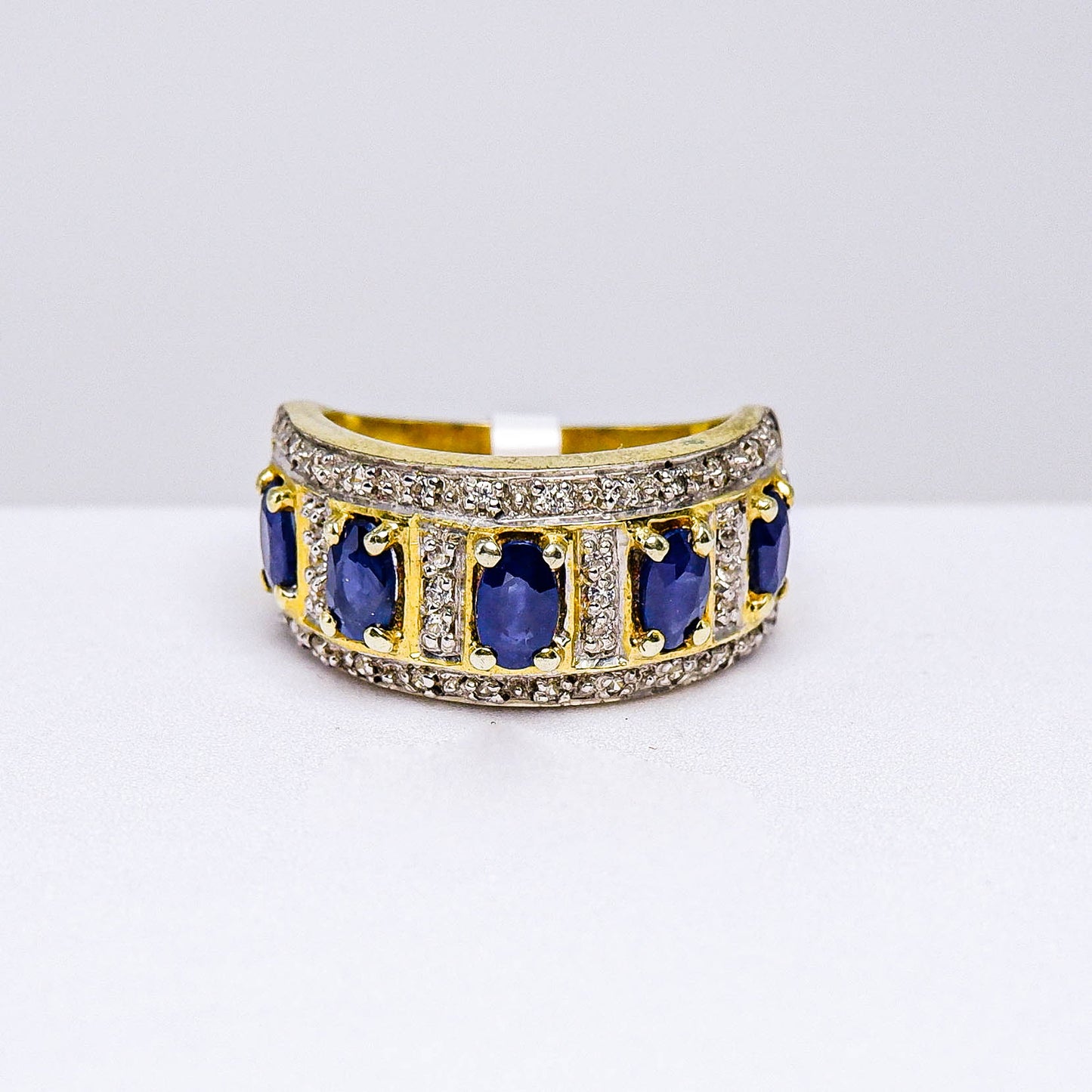 แหวนเงินแท้ 925 ฝังพลอย ไพลิน (Blue Sapphire) + เซอร์คอน (Zircon)