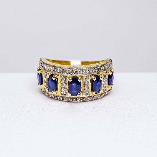 แหวนเงินแท้ 925 ฝังพลอย ไพลิน (Blue Sapphire) + เซอร์คอน (Zircon)