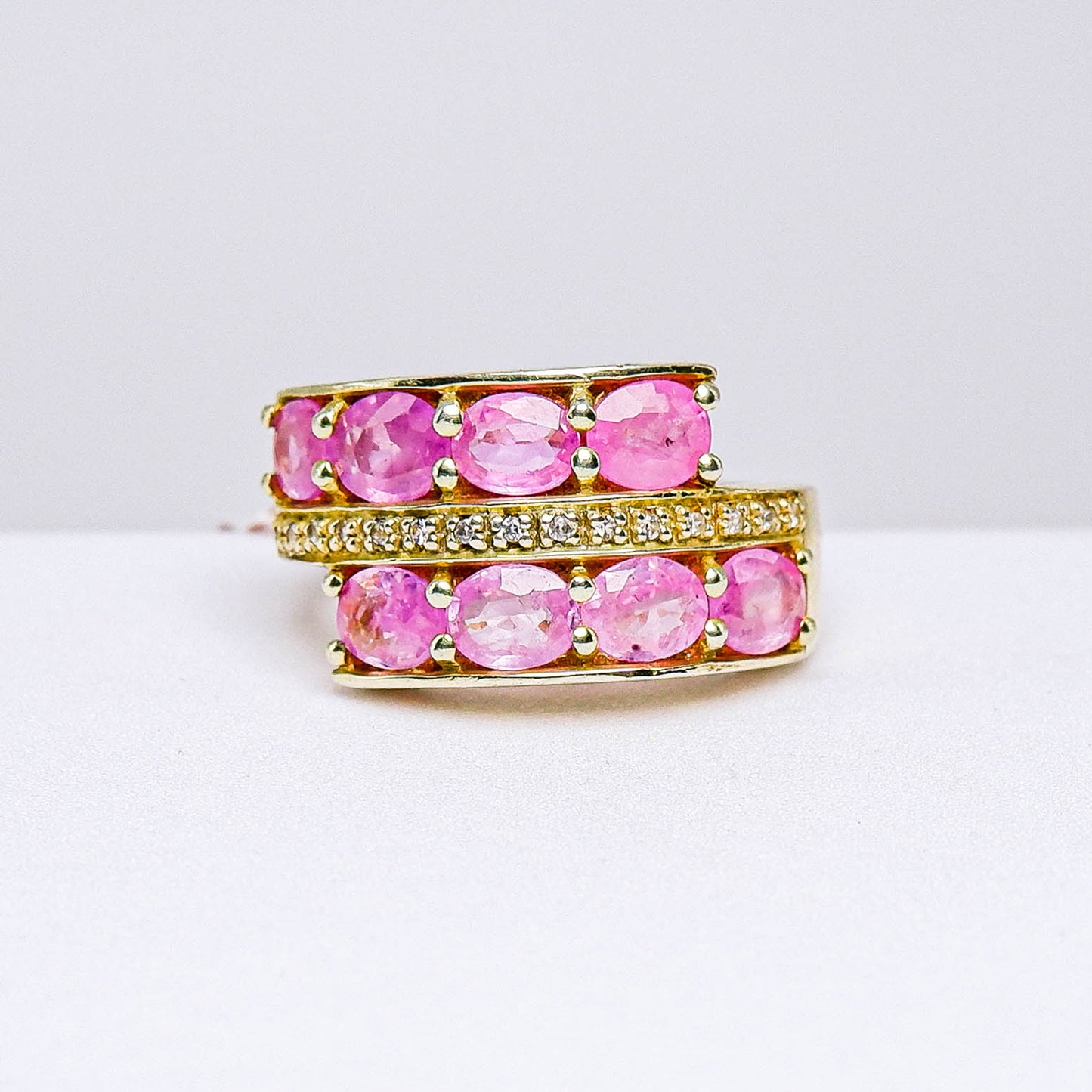แหวนเงินแท้ 925 ฝังพลอย พิงค์แซฟไฟร์เวียดนาม (Pink Sapphire) + เซอร์คอน (Zircon)