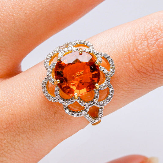 แหวนทอง9K ฝังพลอย บุษราคัม (yellow sapphire) + เพชร (diamond)