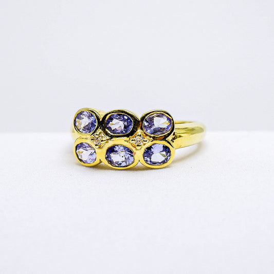 แหวนเงินแท้ 925 ฝังพลอย แทนซาไนท์ (Tanzanite) + เซอร์คอน (Zircon)