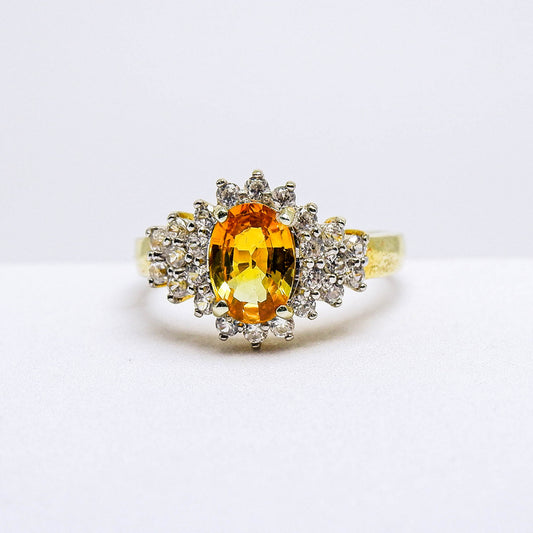 แหวนเงินแท้ 925 ฝังพลอย บุษราคัม (Yellow Sapphire) + เซอร์คอน (Zircon)
