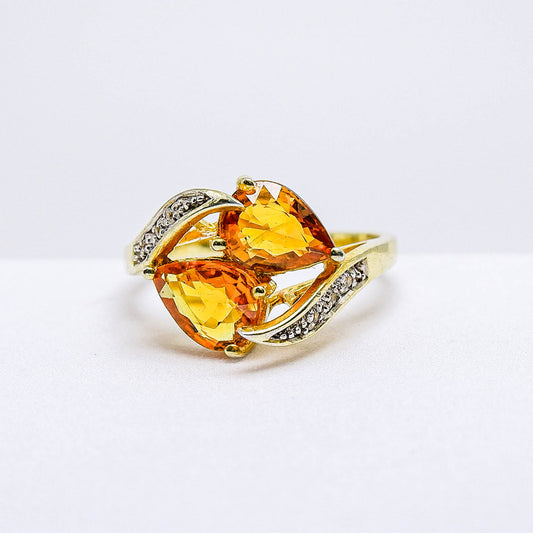 แหวนเงินแท้ 925 ฝังพลอย บุษราคัมบางกะจะ (Yellow Sapphire) + เซอร์คอน (Zircon)