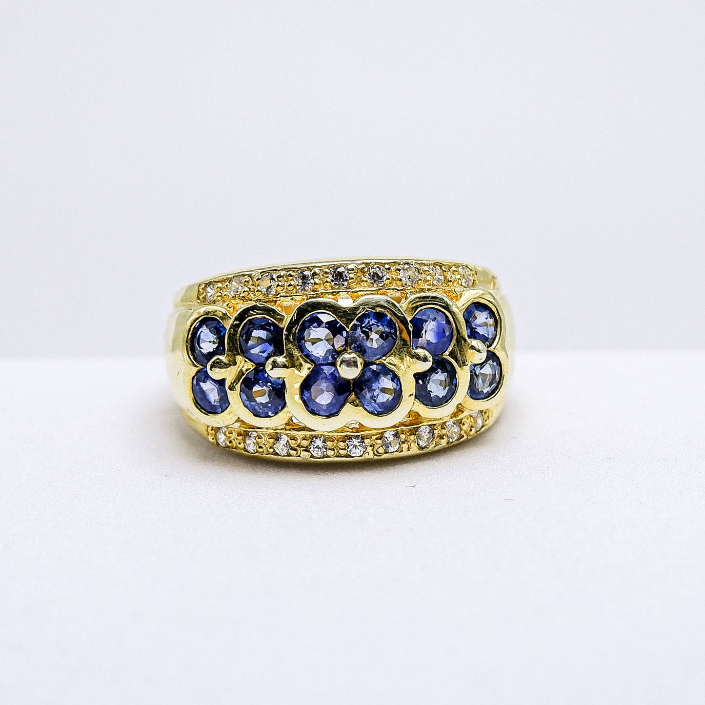 แหวนเงินแท้ 925 ฝังพลอย ไพลิน (Blue Sapphire) + เซอร์คอน (Zircon)