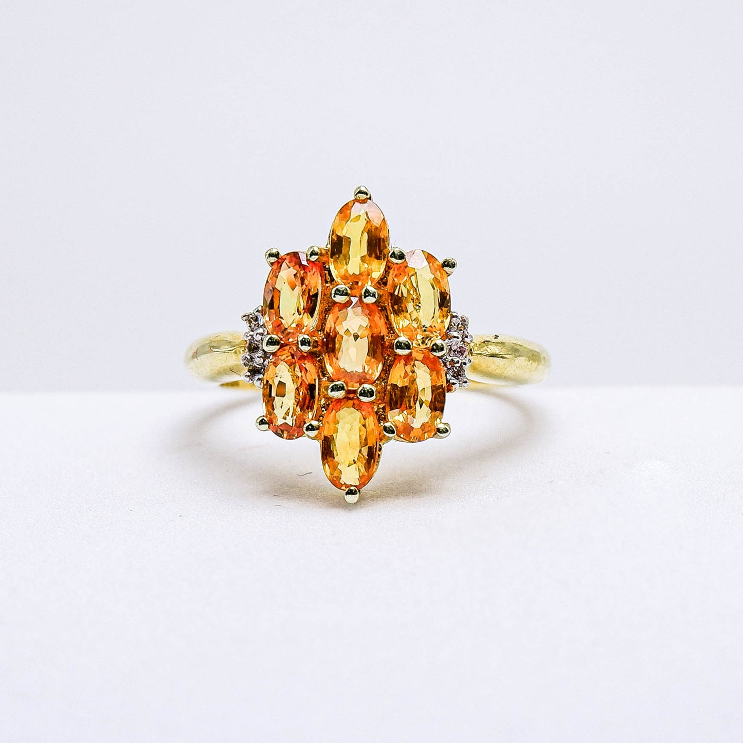 แหวนเงินแท้ 925 ฝังพลอย บุษราคัมบางกะจะ (Yellow Sapphire) + เซอร์คอน (Zircon)